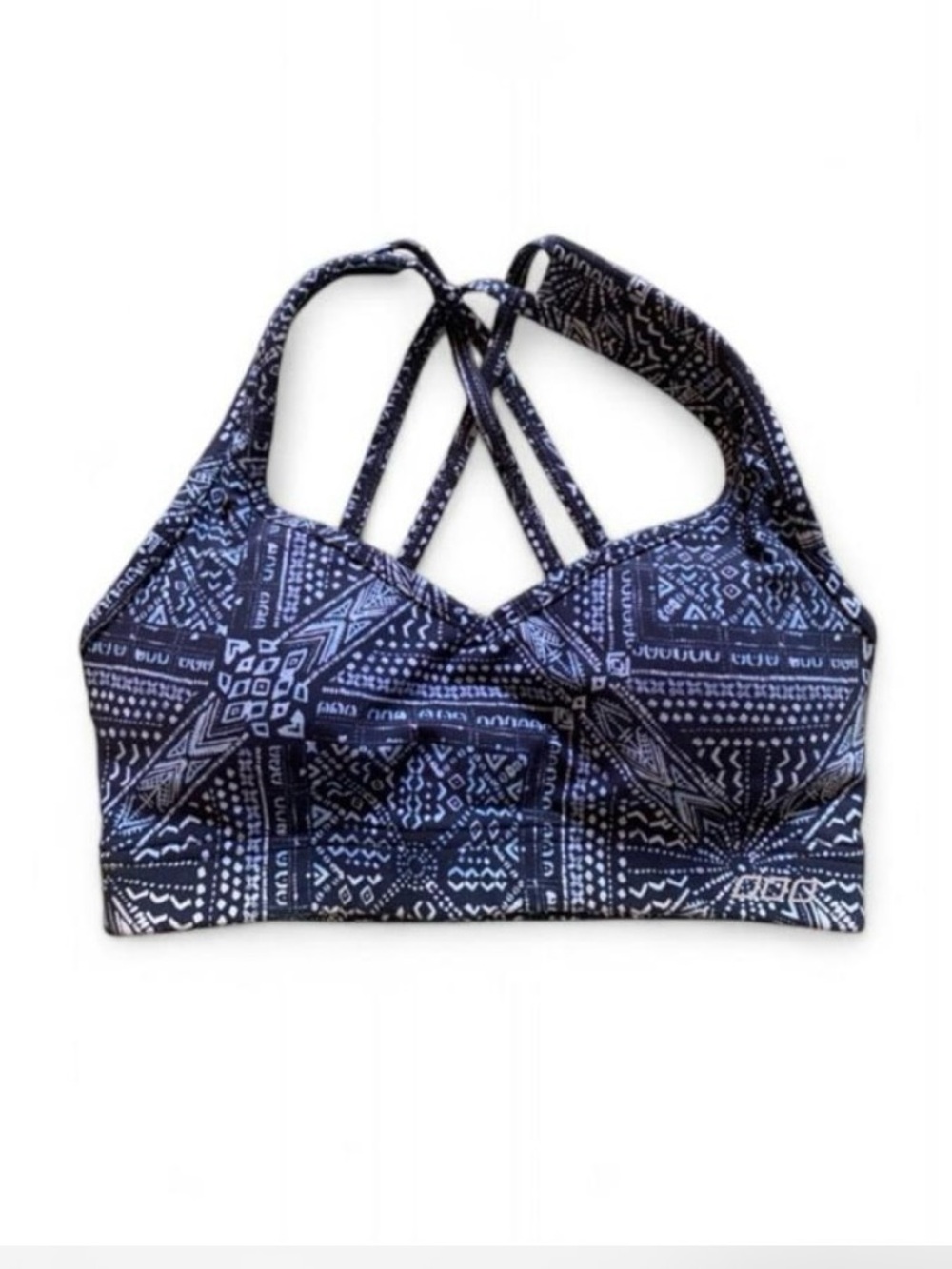 Lorna Jane Navy and White Geometric Crossback Sports Bra